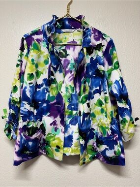 Erin London Multi Floral Tie-Waist Jacket